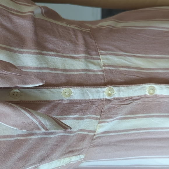 Express Striped Off Shoulder Tie Front Dress Pink White XS button preppy summer - Picture 5 of 10